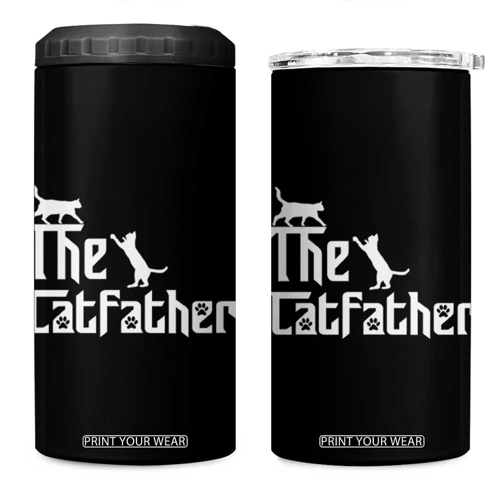 Funny Cat Dad 4 in 1 Can Cooler Tumbler The Catfather TB02 One Size: 16 oz Black Print Your Wear