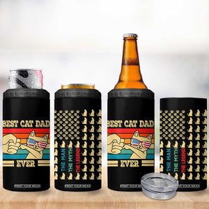 Best Cat Dad Ever 4 in 1 Can Cooler Tumbler The Man The Myth The Legend American Paw Flag TB02 Print Your Wear