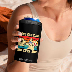 Best Cat Dad Ever 4 in 1 Can Cooler Tumbler The Man The Myth The Legend American Paw Flag TB02 Print Your Wear