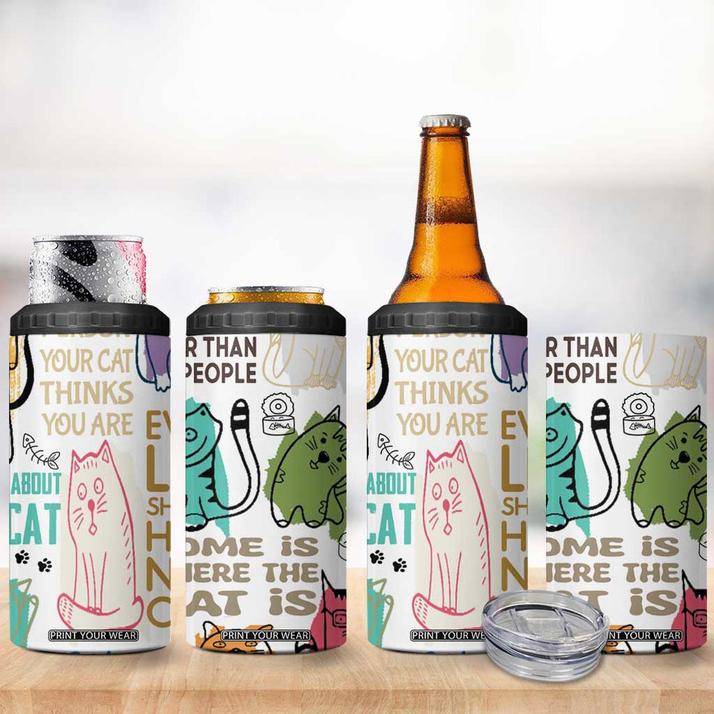 Cute Cat Graphic 4 in 1 Can Cooler Tumbler Funny Cat Lover Sayings TB02 Print Your Wear