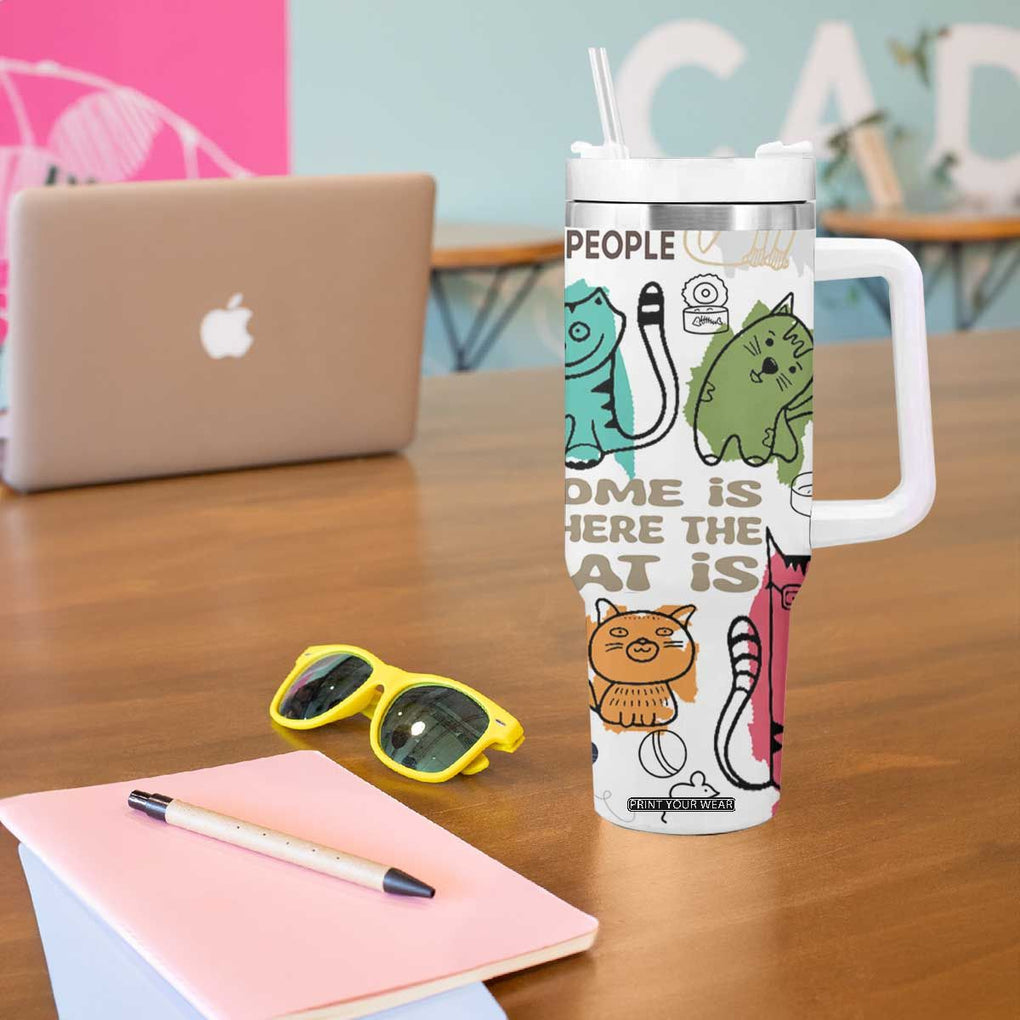 Cute Cat Graphic Tumbler With Handle Funny Cat Lover Sayings TB02 Print Your Wear