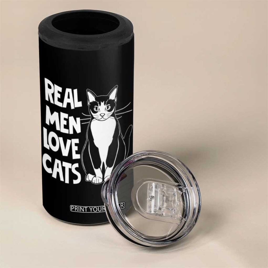 Funny Cat Dad 4 in 1 Can Cooler Tumbler Real Men Love Cats Retro Vintage TB02 Print Your Wear