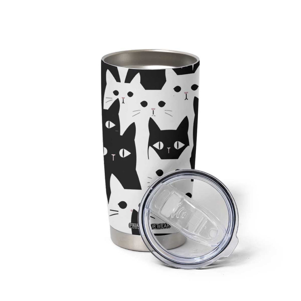 Funny Black Cat Tumbler Cup It's Fine I'm Fine Everything Is Fine Burnt Cat Meme TB02 Print Your Wear