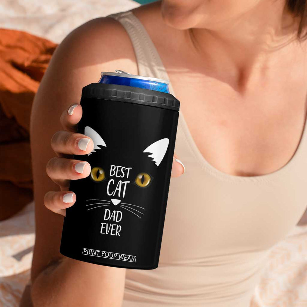 Funny Cat Dad 4 in 1 Can Cooler Tumbler Best Cat Dad Ever Nutrition Fact TB02 Print Your Wear