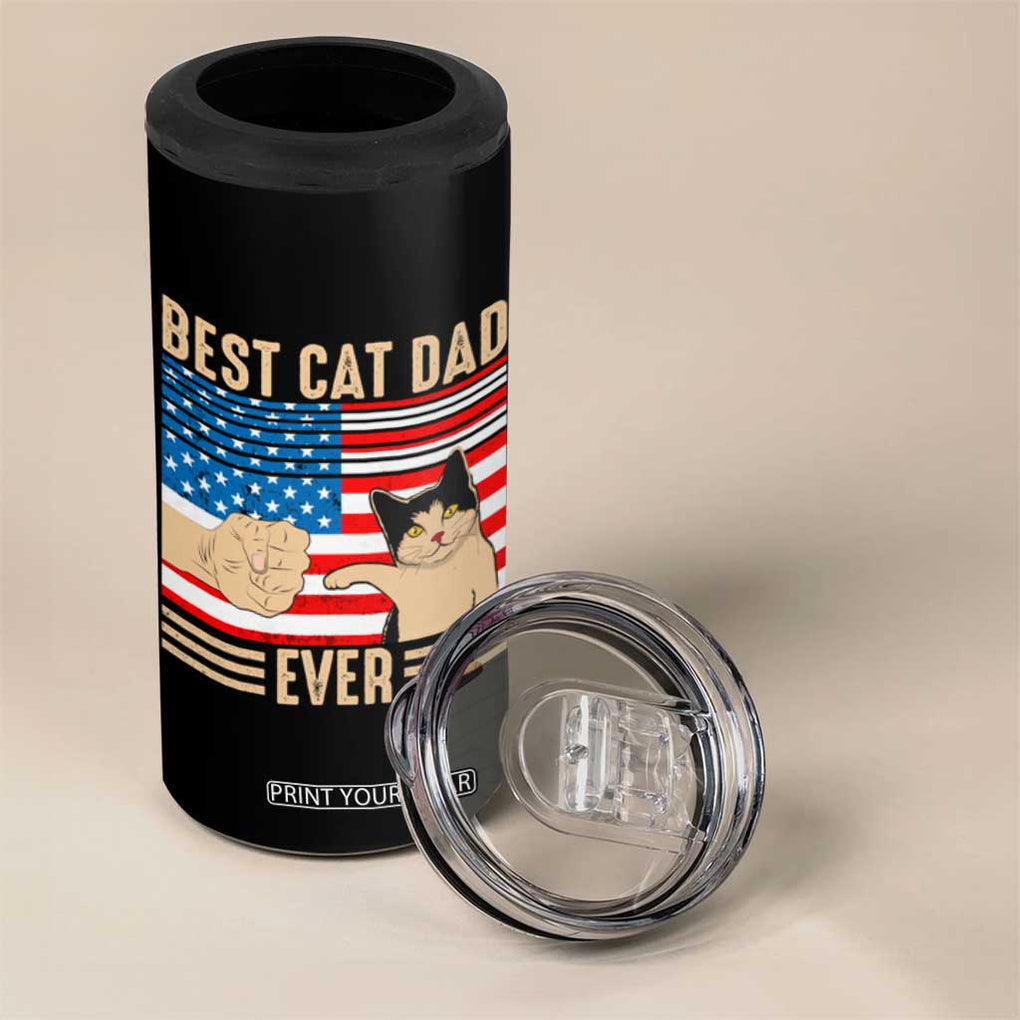 Funny Cat Dad 4 in 1 Can Cooler Tumbler Best Cat Dad Ever Definition American Flag Fist Bump TB02 Print Your Wear