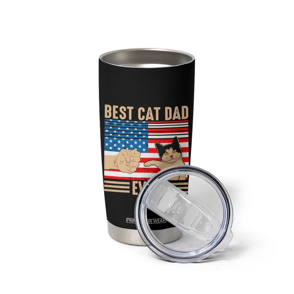 Funny Cat Dad Tumbler Cup Best Cat Dad Ever Definition American Flag Fist Bump TB02 Print Your Wear
