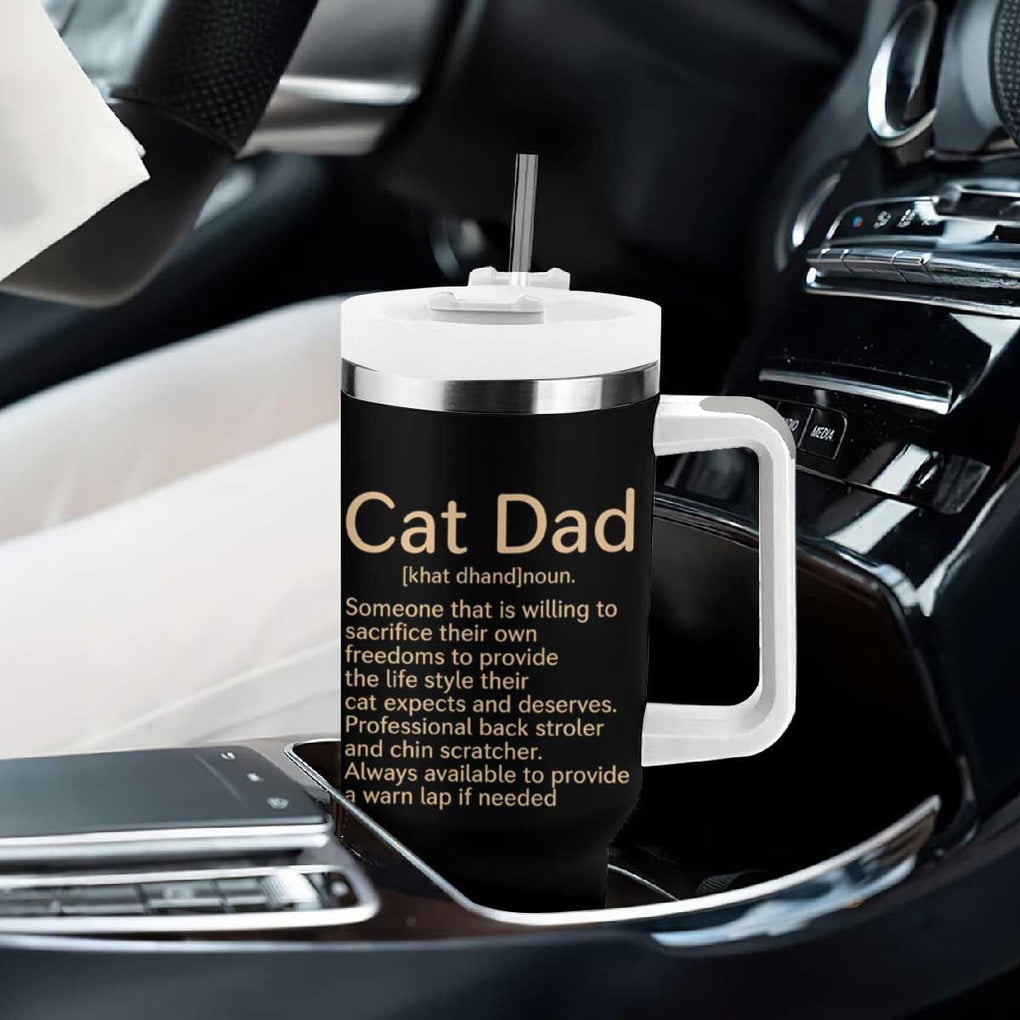 Funny Cat Dad Tumbler With Handle Best Cat Dad Ever Definition American Flag Fist Bump TB02 Print Your Wear