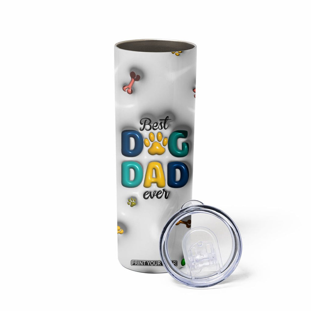 Personalized Dog Dad 3D Inflated Effect Printed Skinny Tumbler Custom Dogs Name Best Dog Dad Ever Fist Bump TB02 Print Your Wear
