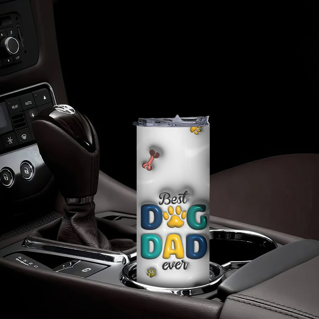 Personalized Dog Dad 3D Inflated Effect Printed Skinny Tumbler Custom Dogs Name Best Dog Dad Ever Fist Bump TB02 Print Your Wear