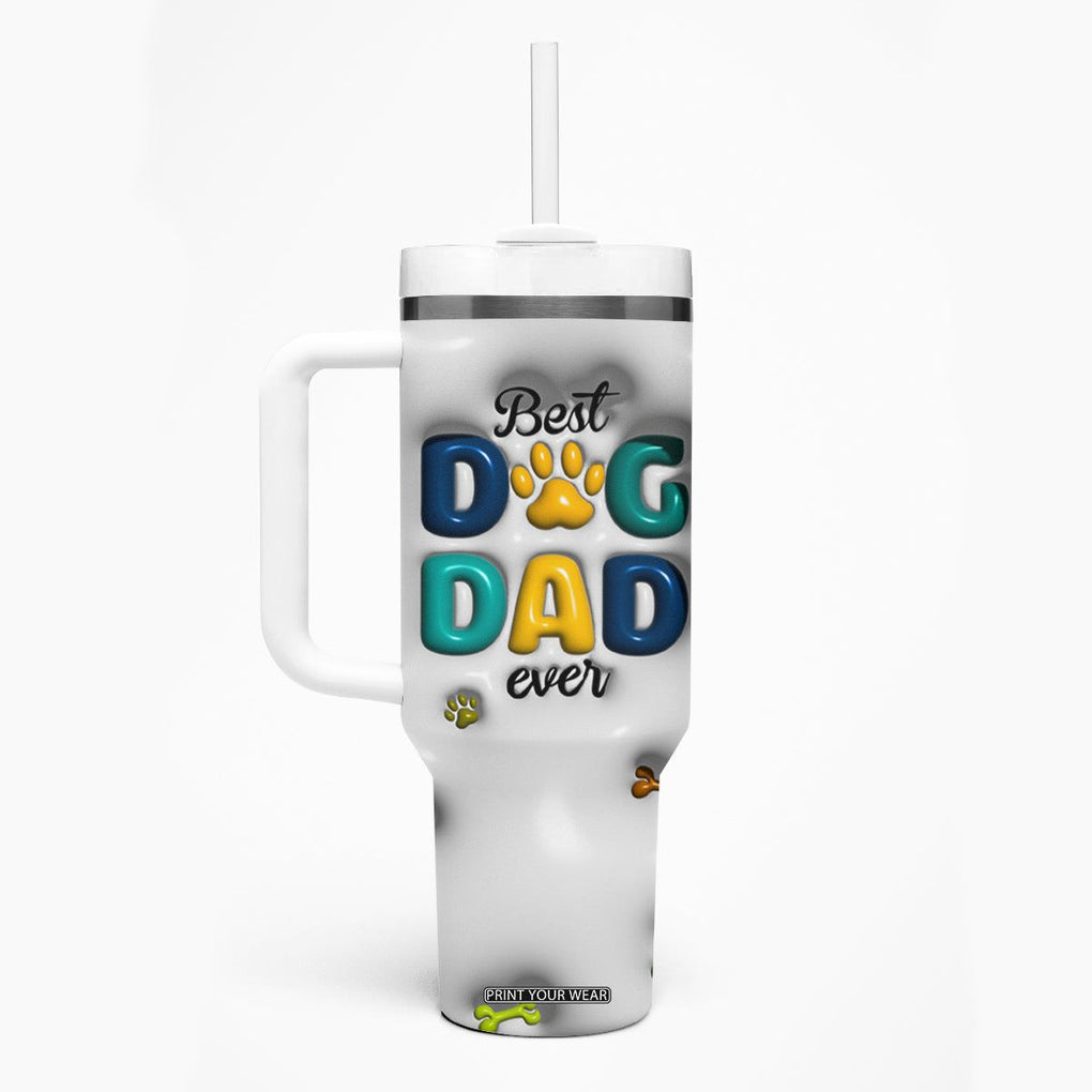 Personalized Dog Dad 3D Inflated Effect Printed Tumbler With Handle Custom Dogs Name Best Dog Dad Ever Fist Bump TB02 Print Your Wear