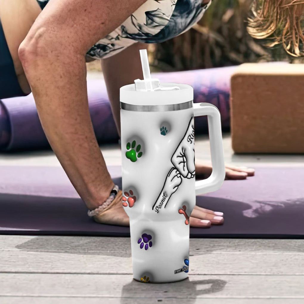Personalized Dog Dad 3D Inflated Effect Printed Tumbler With Handle Custom Dogs Name Best Dog Dad Ever Fist Bump TB02 Print Your Wear