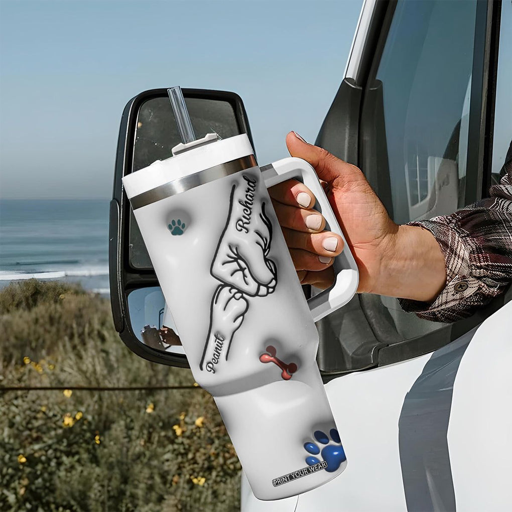 Personalized Dog Dad 3D Inflated Effect Printed Tumbler With Handle Custom Dogs Name Best Dog Dad Ever Fist Bump TB02 Print Your Wear