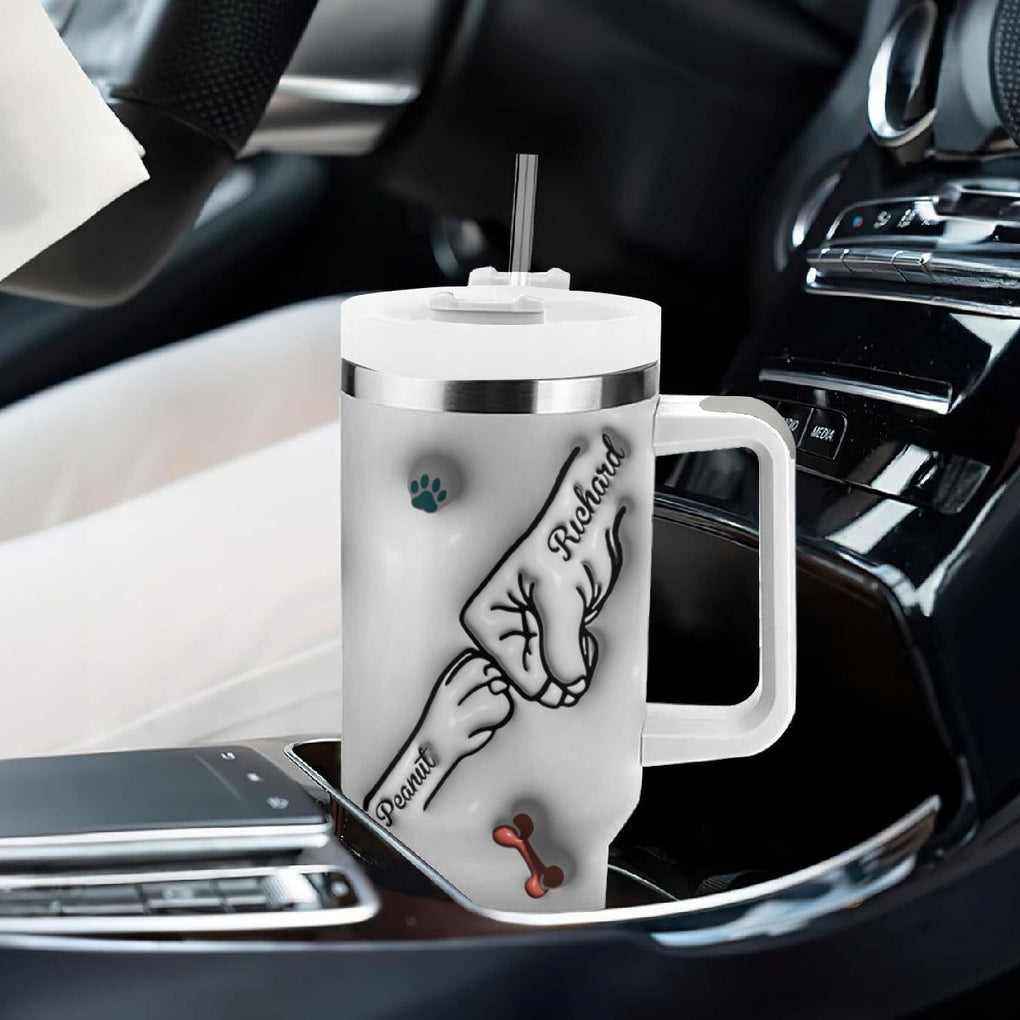 Personalized Dog Dad 3D Inflated Effect Printed Tumbler With Handle Custom Dogs Name Best Dog Dad Ever Fist Bump TB02 Print Your Wear