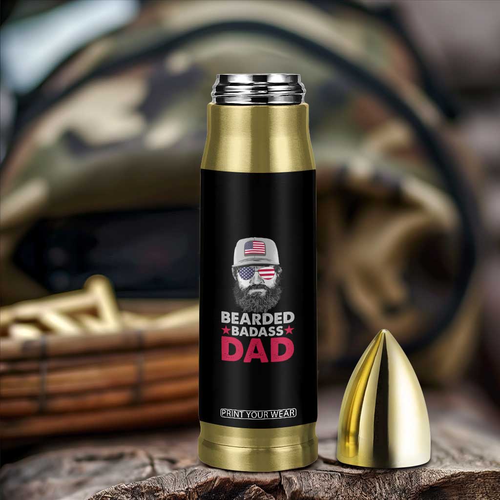 Bearded Dad Bullet Tumbler Cool Patriotic American Papa US Flag Vintage TB02 Print Your Wear