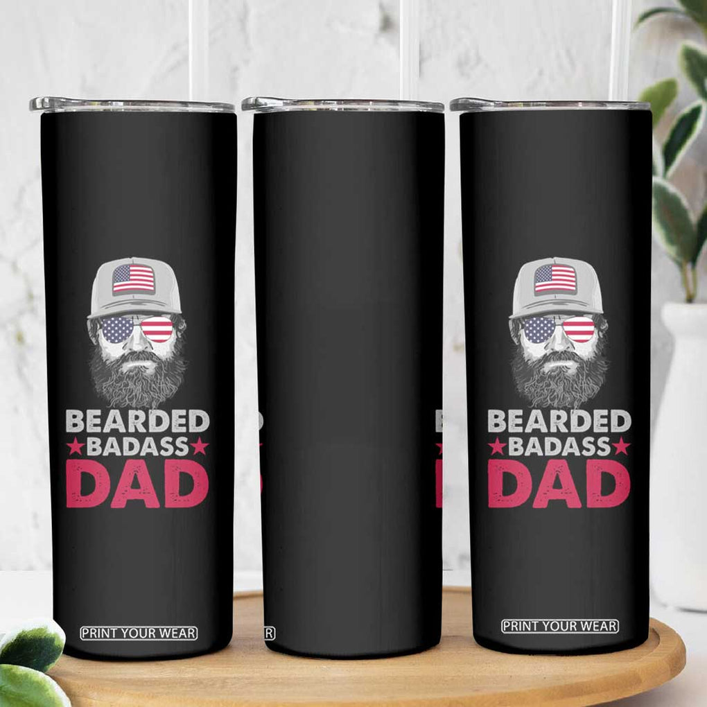 Bearded Dad Skinny Tumbler Cool Patriotic American Papa US Flag Vintage TB02 Print Your Wear