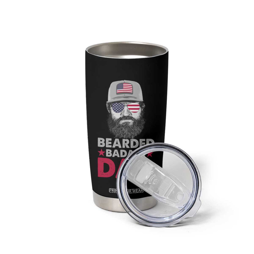 Bearded Dad Tumbler Cup Cool Patriotic American Papa US Flag Vintage TB02 Print Your Wear