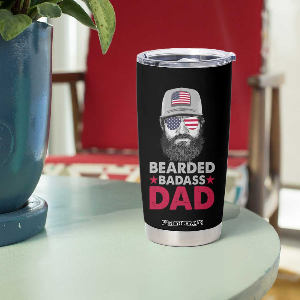 Bearded Dad Tumbler Cup Cool Patriotic American Papa US Flag Vintage TB02 Print Your Wear