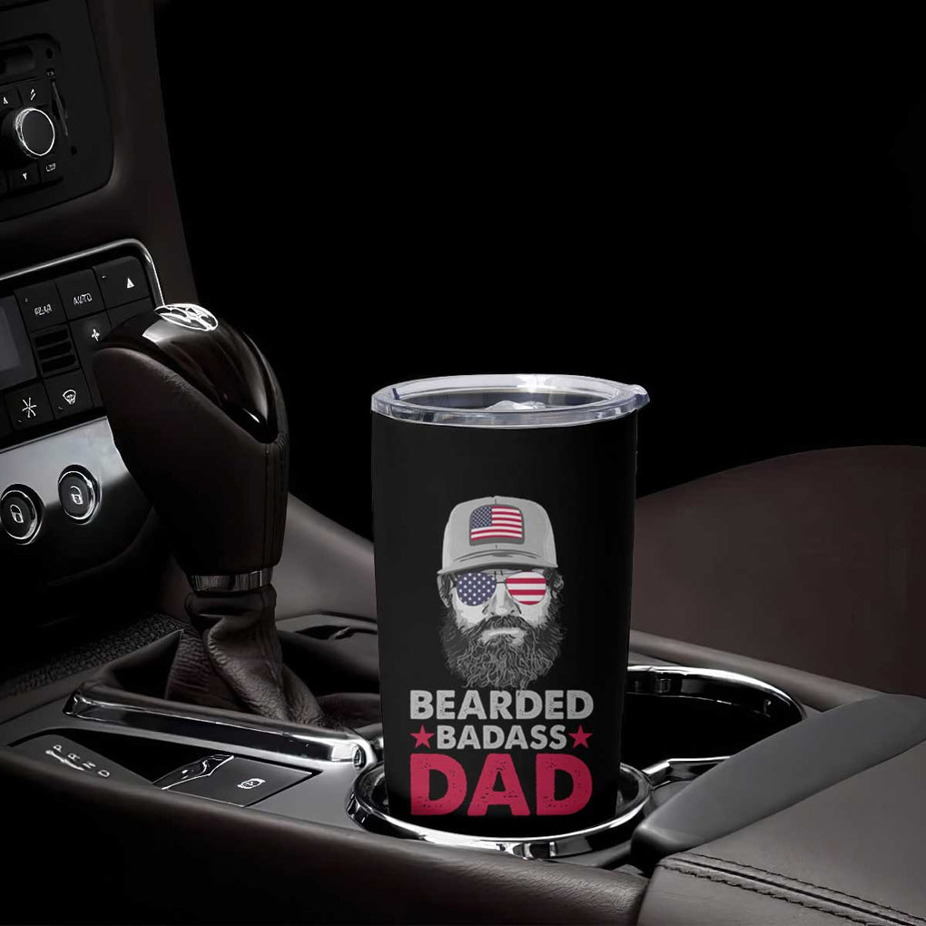 Bearded Dad Tumbler Cup Cool Patriotic American Papa US Flag Vintage TB02 Print Your Wear