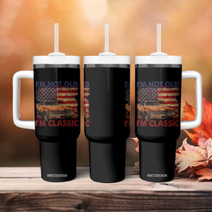 Classic Car Lover Tumbler With Handle I'm Not Old I'm Classic Vintage American Flag TB02 Print Your Wear