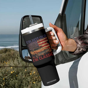 Classic Car Lover Tumbler With Handle I'm Not Old I'm Classic Vintage American Flag TB02 Print Your Wear