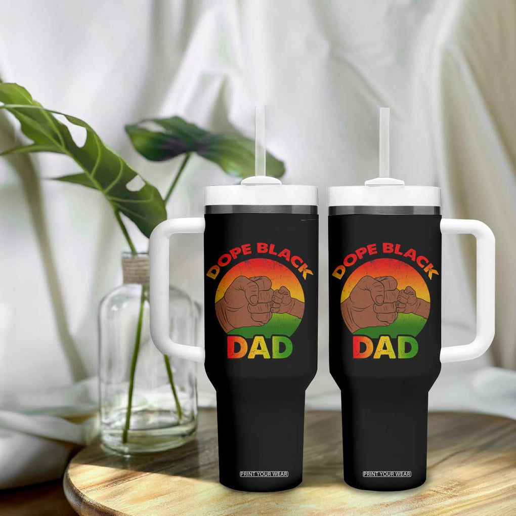 Dope Black Dad Tumbler With Handle Proud Afro Melanin Men Vintage Father's Day TB02 Print Your Wear