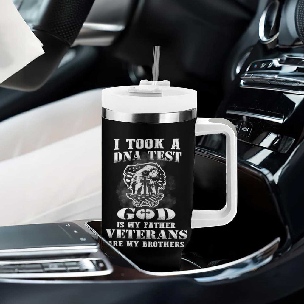 American Veteran Tumbler With Handle I Took A DNA Test God Is My Father Veterans Are My Brothers American Eagle TB02 Print Your Wear