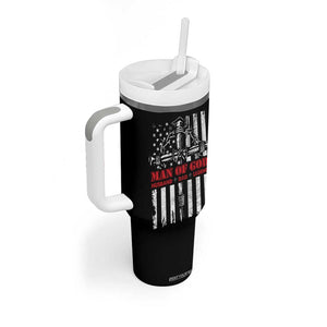 Blessed Dad Tumbler With Handle Man Of God Husband Dad Legend American Flag Christian Cross TB02 Print Your Wear