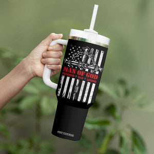 Blessed Dad Tumbler With Handle Man Of God Husband Dad Legend American Flag Christian Cross TB02 Print Your Wear