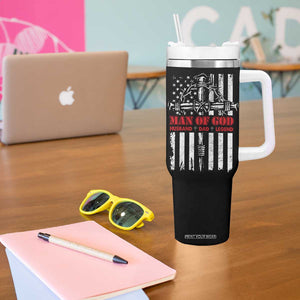 Blessed Dad Tumbler With Handle Man Of God Husband Dad Legend American Flag Christian Cross TB02 Print Your Wear
