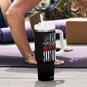 Blessed Dad Tumbler With Handle Man Of God Husband Dad Legend American Flag Christian Cross TB02 Print Your Wear