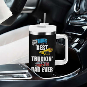 Trucker Dad Tumbler With Handle Best Trucking Dad Ever Truck Driver Father's Day TB02 Print Your Wear