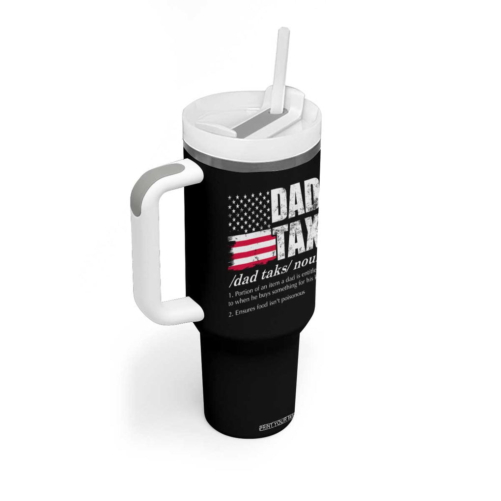 Funny Dad Tax Definition Tumbler With Handle Vintage American Flag Father's Day TB02 Print Your Wear