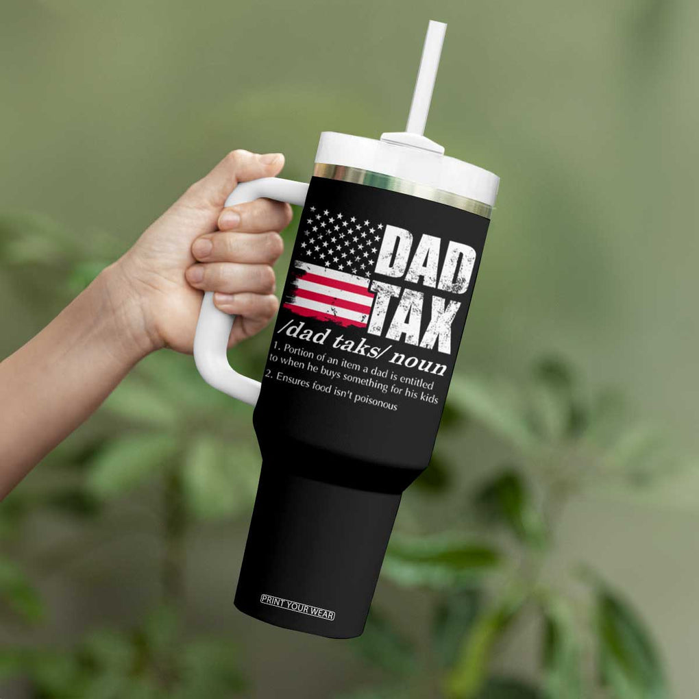 Funny Dad Tax Definition Tumbler With Handle Vintage American Flag Father's Day TB02 Print Your Wear