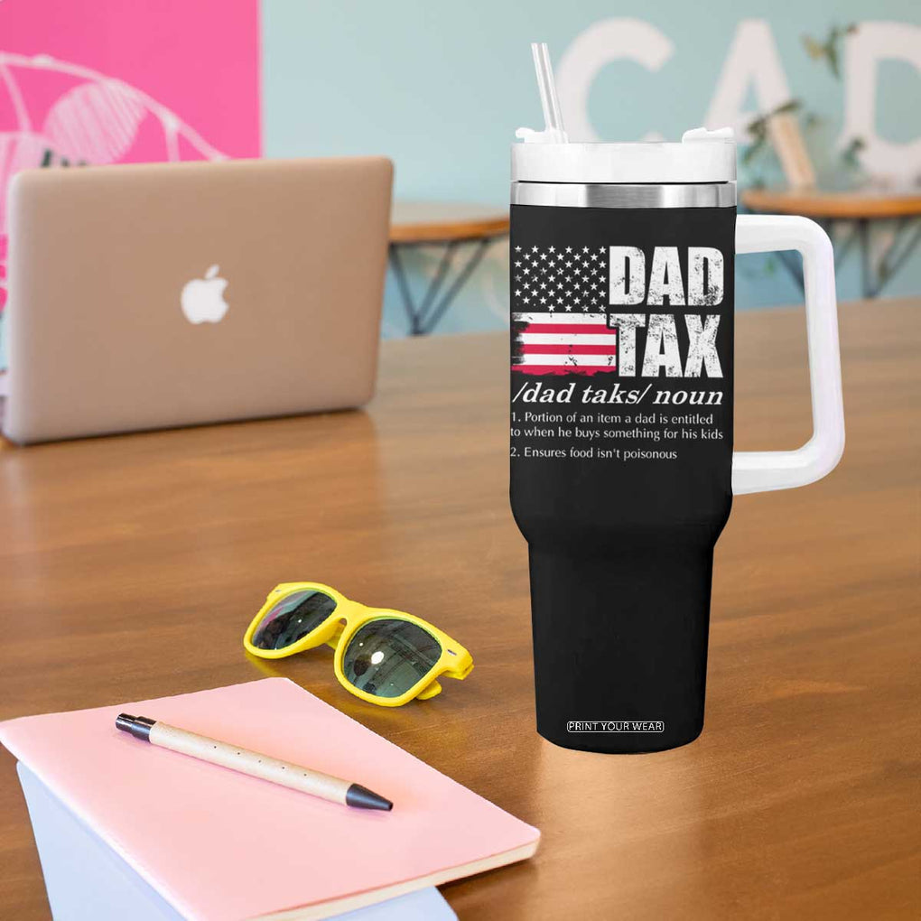 Funny Dad Tax Definition Tumbler With Handle Vintage American Flag Father's Day TB02 Print Your Wear
