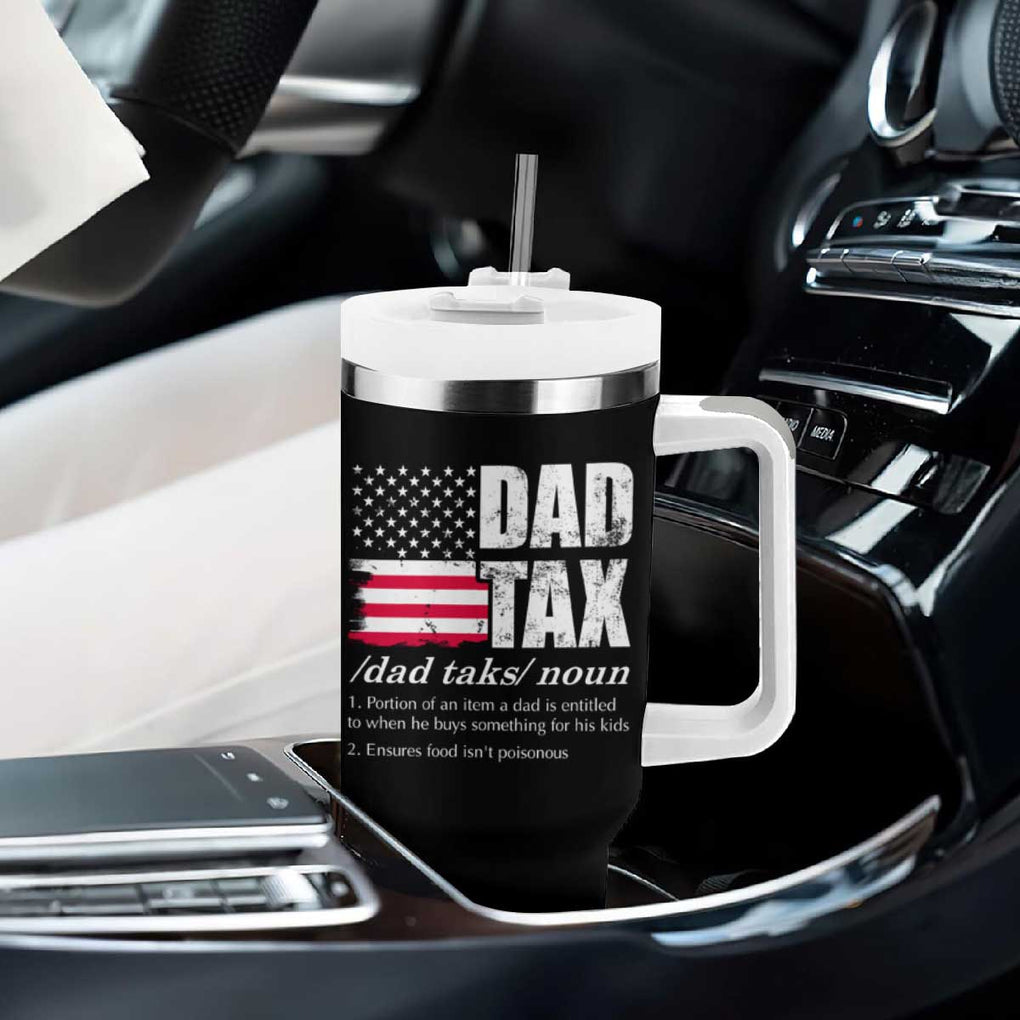 Funny Dad Tax Definition Tumbler With Handle Vintage American Flag Father's Day TB02 Print Your Wear