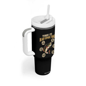 Funny Bass Fishing Tumbler With Handle Things I Do In My Spare Time Bass Fish TB02 Print Your Wear