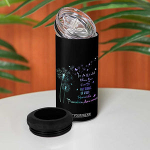 Suicide Prevention Awareness 4 in 1 Can Cooler Tumbler Teal Purple Gradient Dandelions In A World Be Kind TB02 Print Your Wear
