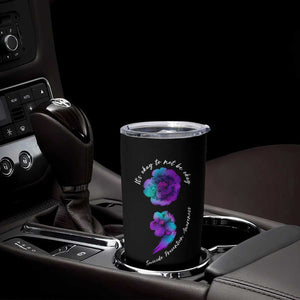 Suicide Prevention Awareness Tumbler Cup Teal Purple Floral Semicolon It's Ok To Not Be Ok TB02 Print Your Wear
