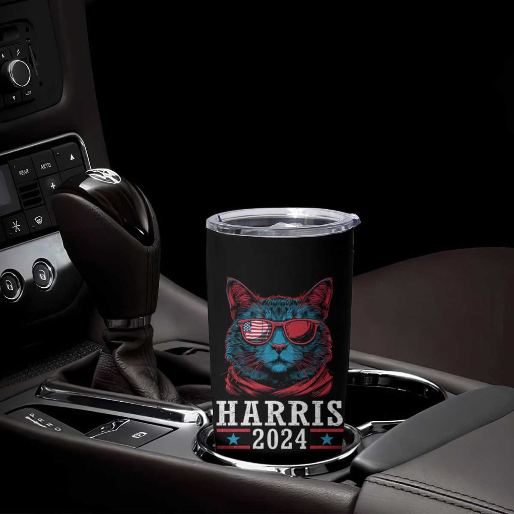Harris 2024 Tumbler Cup Childless Cat Lady For President American Flag TB02 Print Your Wear