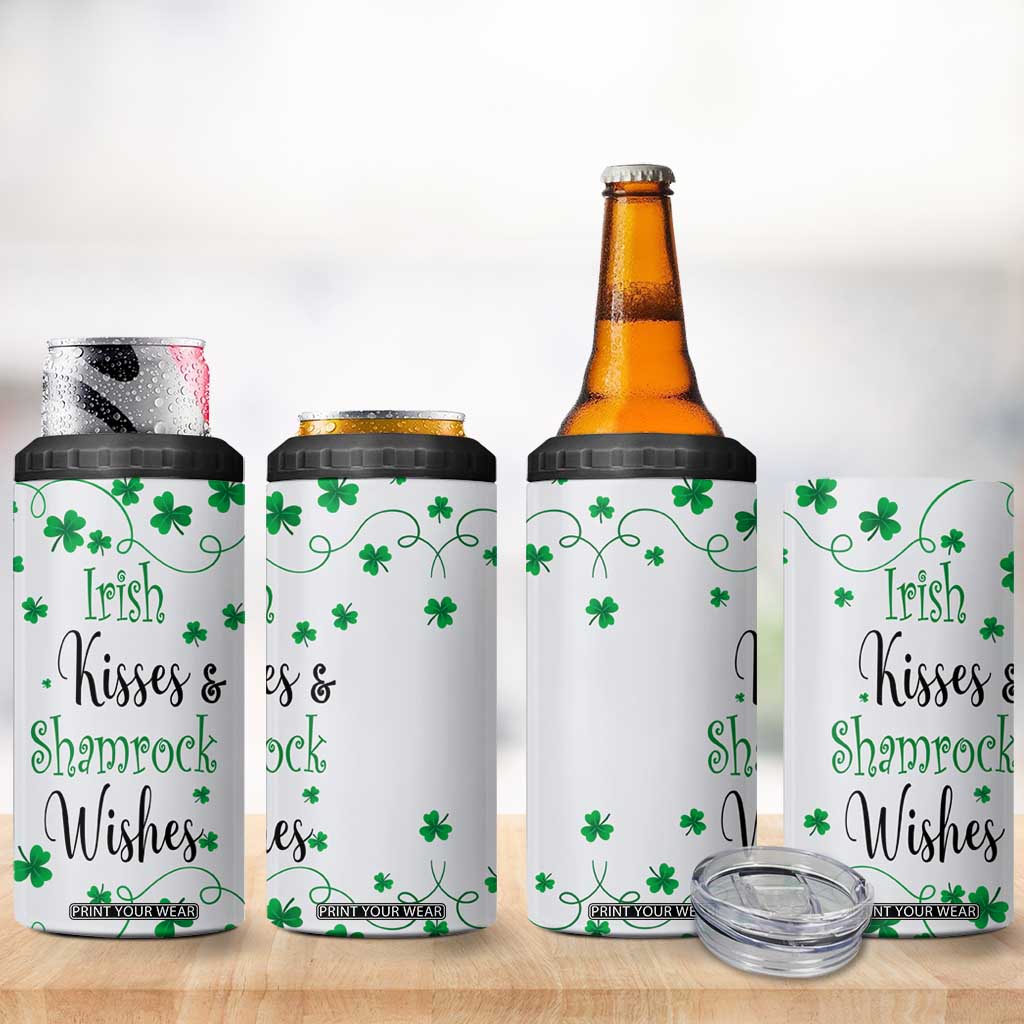 Irish Kisses and Shamrock Wishes 4 in 1 Can Cooler Tumbler Lucky Clover St Patrick's Day TB02 Print Your Wear