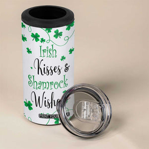 Irish Kisses and Shamrock Wishes 4 in 1 Can Cooler Tumbler Lucky Clover St Patrick's Day TB02 Print Your Wear