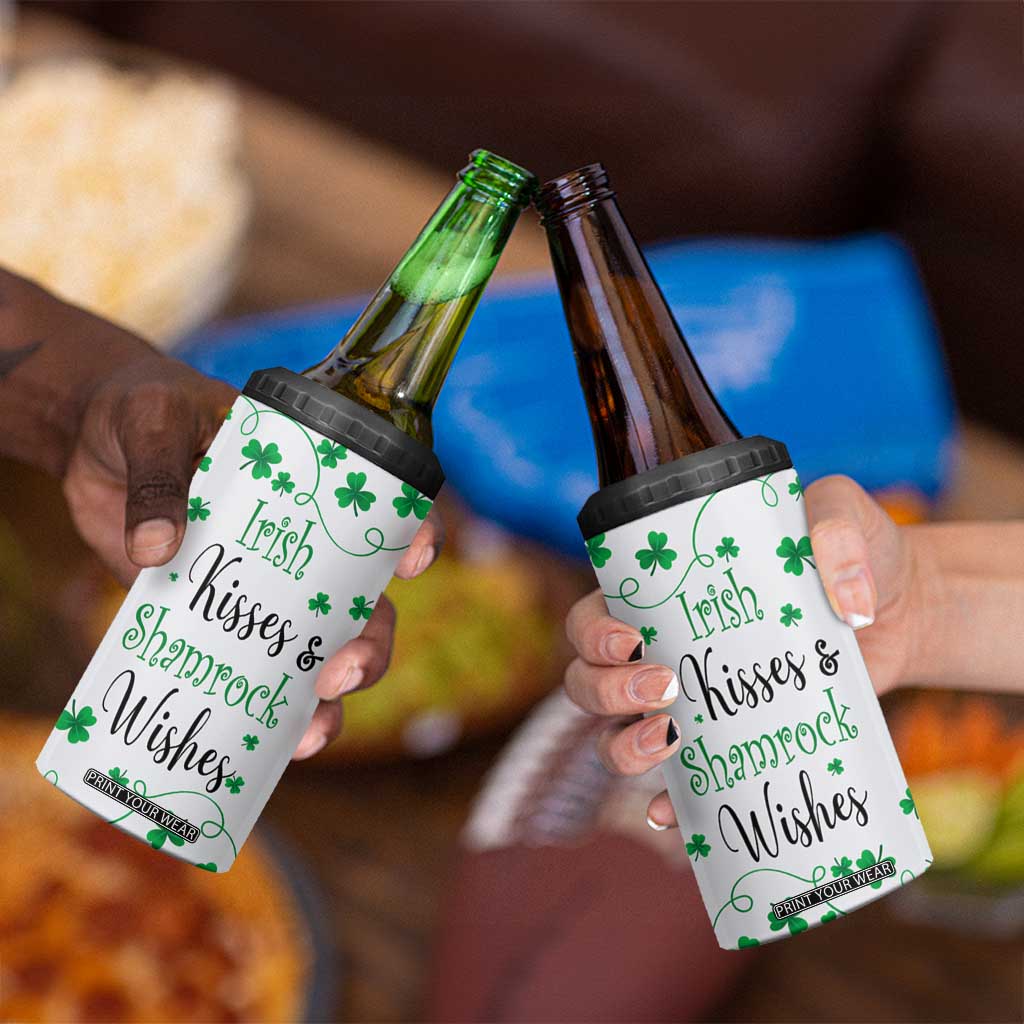 Irish Kisses and Shamrock Wishes 4 in 1 Can Cooler Tumbler Lucky Clover St Patrick's Day TB02 Print Your Wear
