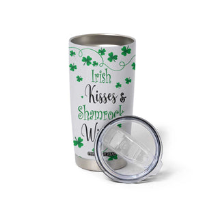 Irish Kisses and Shamrock Wishes Tumbler Cup Lucky Clover St Patrick's Day TB02 Print Your Wear