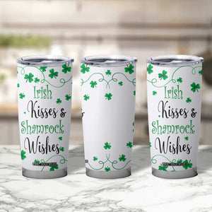 Irish Kisses and Shamrock Wishes Tumbler Cup Lucky Clover St Patrick's Day TB02 Print Your Wear