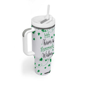 Irish Kisses and Shamrock Wishes Tumbler With Handle Lucky Clover St Patrick's Day TB02 Print Your Wear