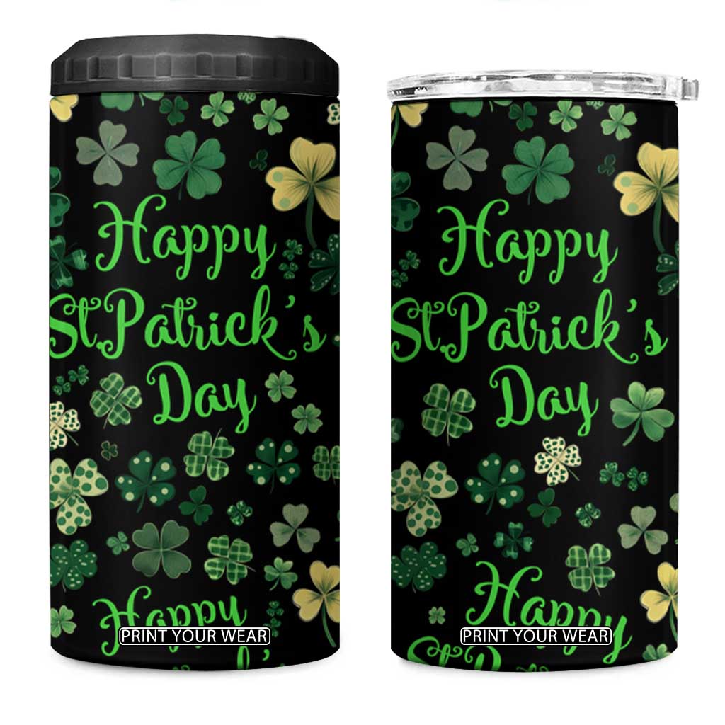 Lucky Irish Shamrocks 4 in 1 Can Cooler Tumbler Happy St Patricks Day TB02 One Size: 16 oz Black Print Your Wear