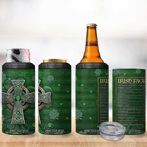Funny Irish Facts 4 in 1 Can Cooler Tumbler Nutrition Facts Celtic Cross Lucky Shamrocks St Patricks Day TB02 Print Your Wear