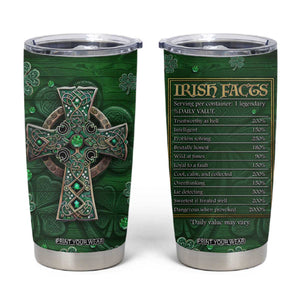 Funny Irish Facts Tumbler Cup Nutrition Facts Celtic Cross Lucky Shamrocks St Patricks Day TB02 Forest Green Print Your Wear