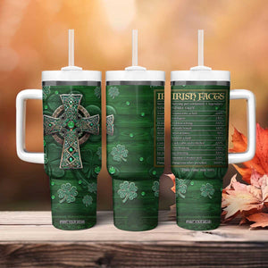 Funny Irish Facts Tumbler With Handle Nutrition Facts Celtic Cross Lucky Shamrocks St Patricks Day TB02 Print Your Wear