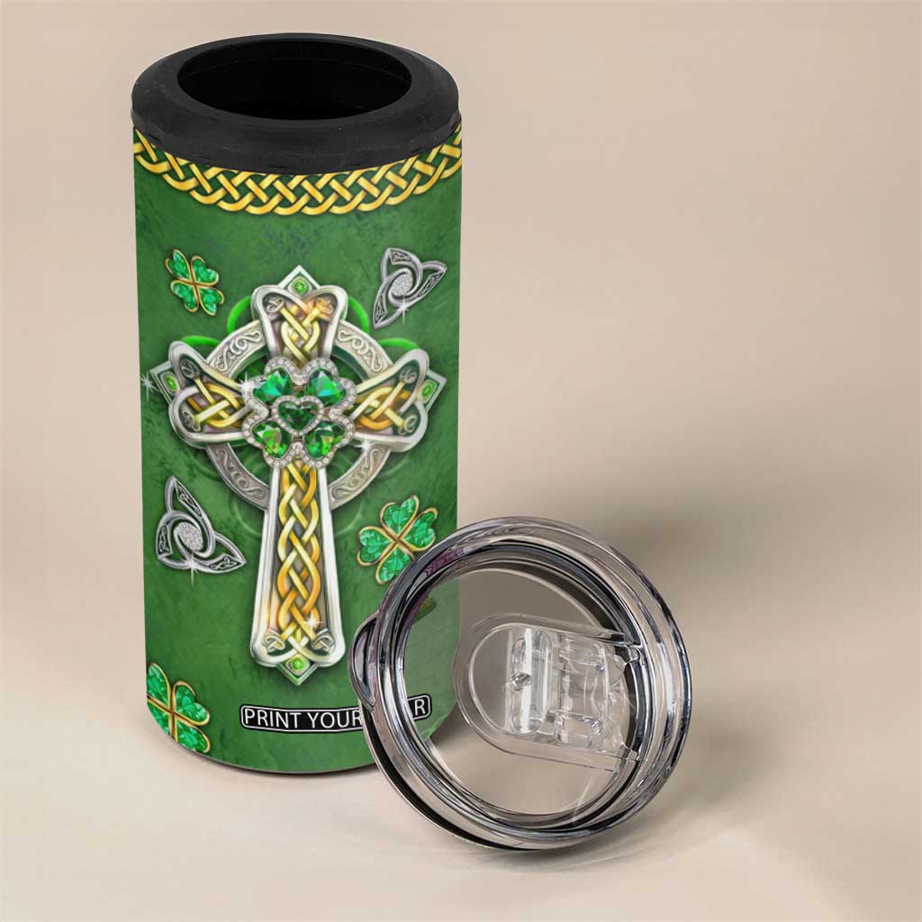 Irish Pride Celtic Cross 4 in 1 Can Cooler Tumbler In My Veins Flows The Blood Of Irish Rebels Ireland TB02 Print Your Wear